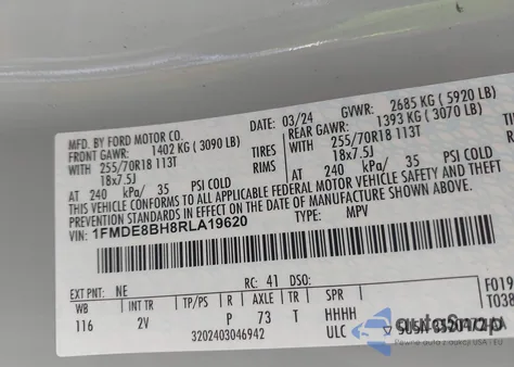 2024 Ford Bronco Outer Banks from USA, damaged, VIN 1FMDE8BH8RLA19620